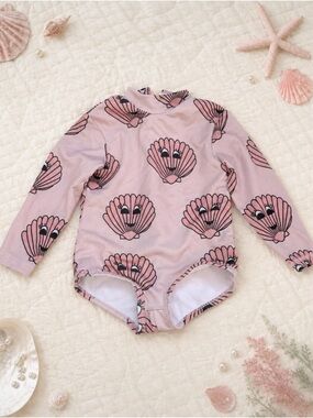 Hugo Loves Tiki Pink Shell Long-Sleeve Swimsuit 12-18 Months
